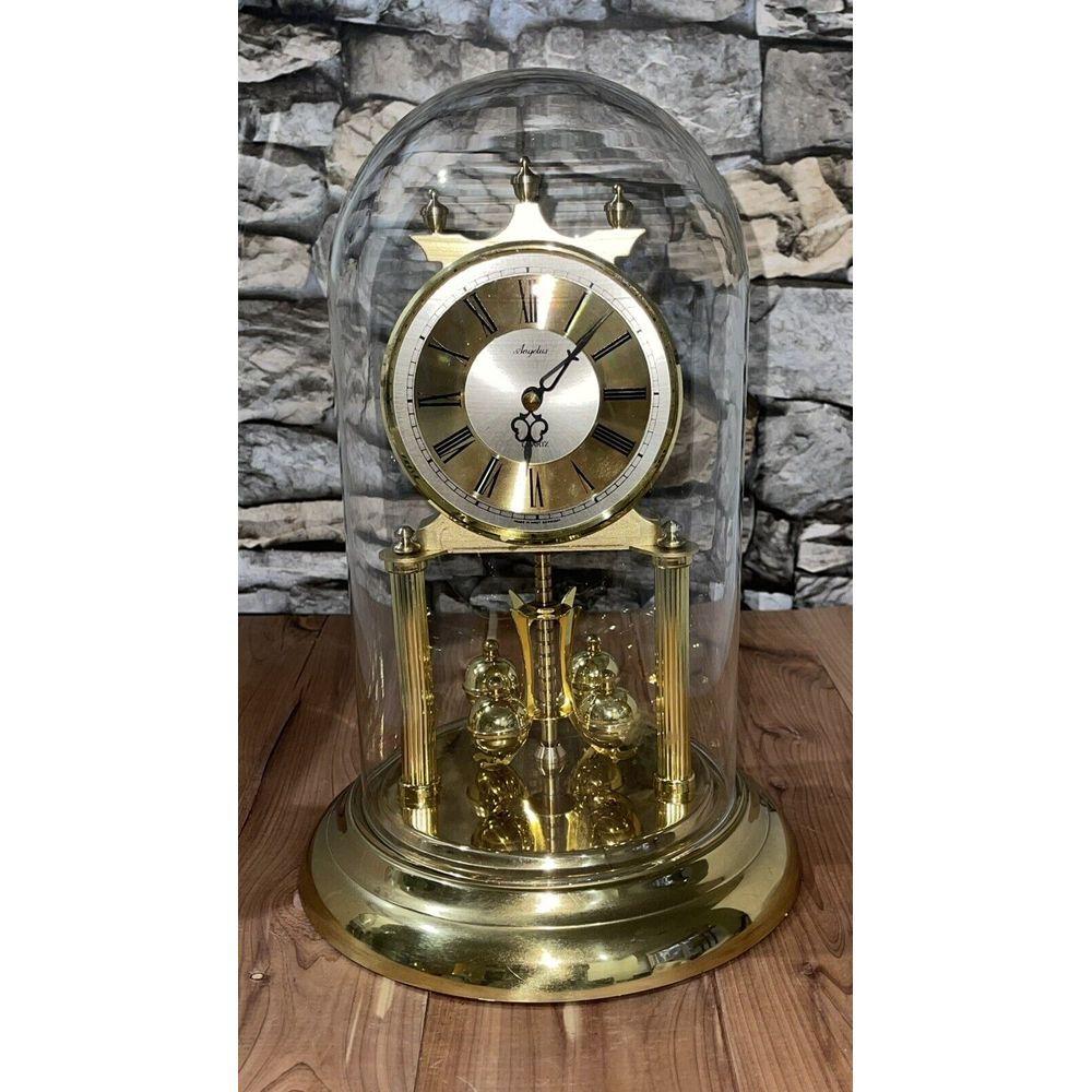 Glass Dome Anniversary Clock by Angelus--Made in West Germany (1970s-80's)‎